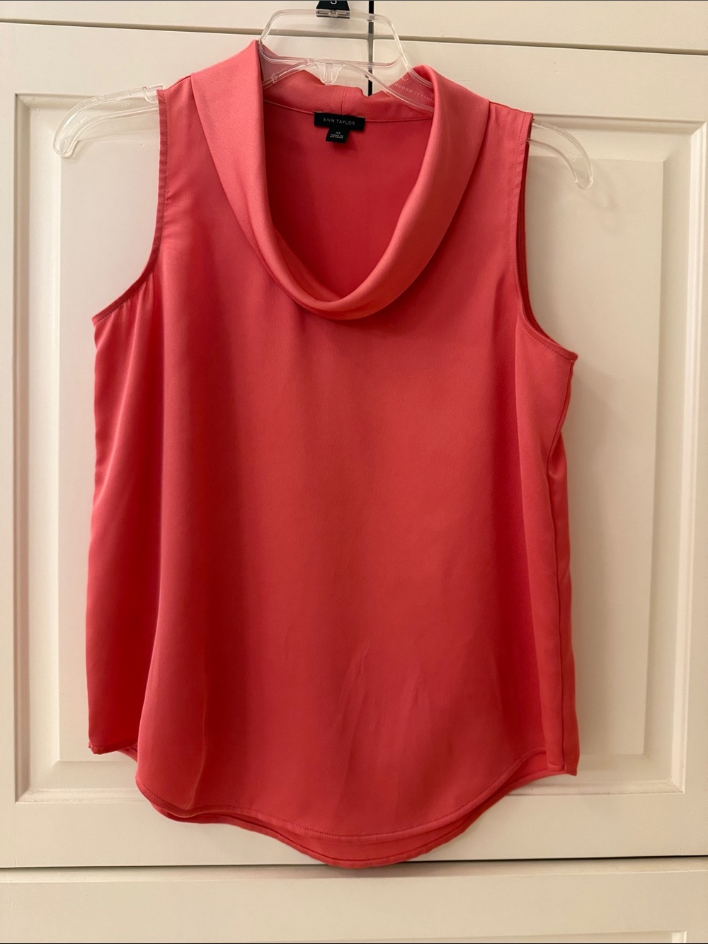 Ann Taylor Coral-Pink Sleeveless Cowl Neck Top